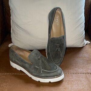 Franco sarto tan/brown tassel platform slip on loafers GUC